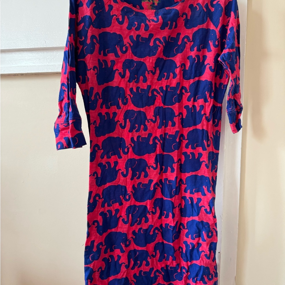 Lilly Pulitzer Pink and Blue Elephant Print dress